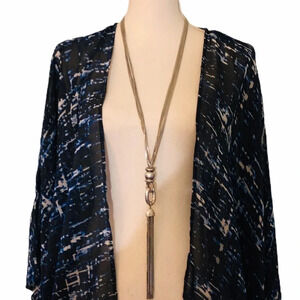 Chico’s long silver chain statement necklace